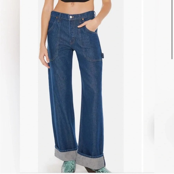 NWT MOTHER The Smoothie Carpenter Sneak Wide Leg Jeans (Clean Your Plate) Sz 27 - Picture 5 of 7